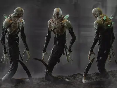 Sci Fi Horror Creature Low-poly 3D model