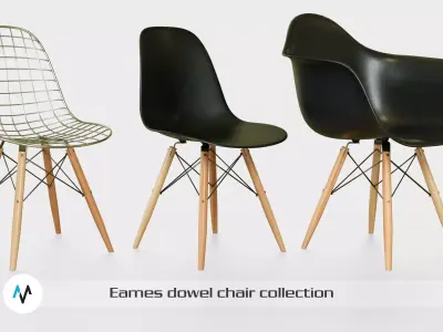 Eames Dowel chair collection Low-poly 3D model