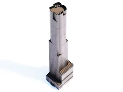 35 Hudson Yards Building  Low-poly 3D model