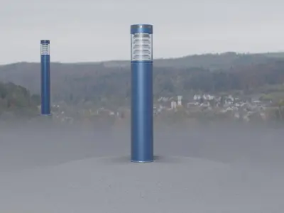 Low-Poly Blue Light Column 17 - Street Light Set-9 Low-poly 3D model