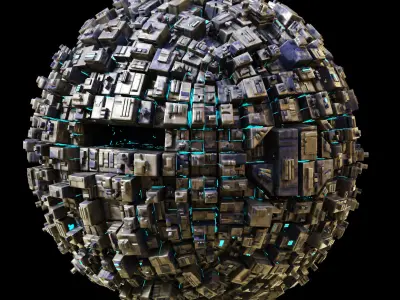 Borg Space Station Sphere Mothership Planet  Low-poly 3D model