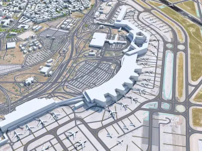 Madrid Airport 10km Low-poly 3D model