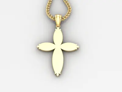 Light Gold 18K Cross Pendant 1CP054 3D print model