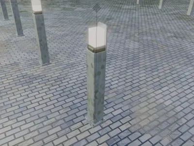 Street Light 8 Bollard 900 mm Galvanized Version 2 Low-poly 3D model