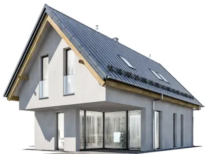 Modern house 14 at night 3D model