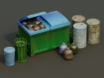 Stylized Urban Props Pack Low-poly 3D model