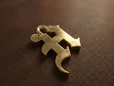 Gothic Letter H Pendant 3D print model