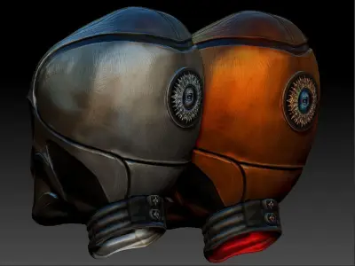 Alien Helmet two colors Low-poly 3D model