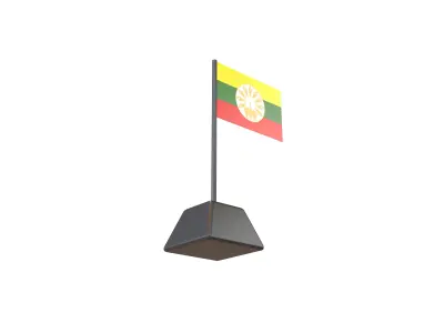 Flag of the State of Burma Stylized version v1 001 Low-poly 3D model