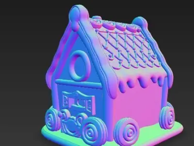 Fairytale Second Gingerbread Candy House 3D Model 3D print model