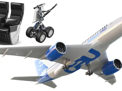  Detailed Airplane With Parts 