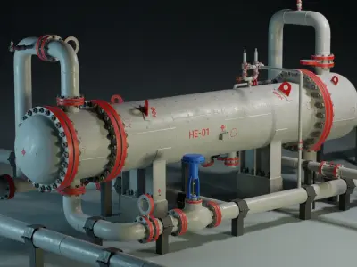 Industrial Heat Exchanger PBR Game Ready Low-poly 3D model