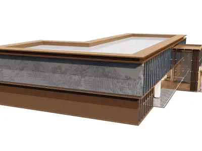 Modern Glass Pavilion Exterior 3D model