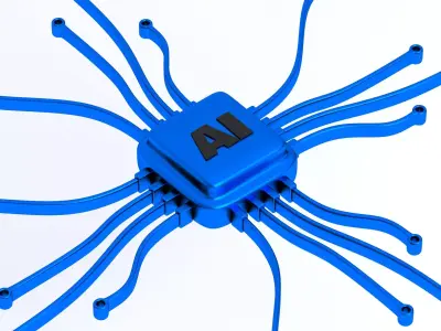 ai chip Symbol blue 3D model