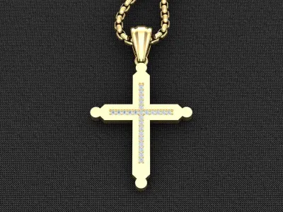 High Cross Pendant Light Gold 18K 3CP095 3D model