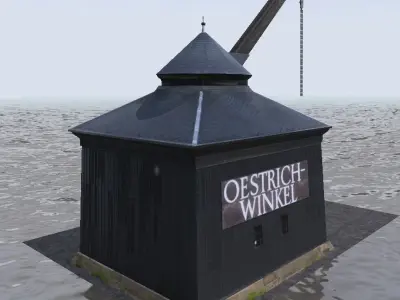 Wine loading old crane kran Oestrich Winkel 3d model Low-poly 3D model