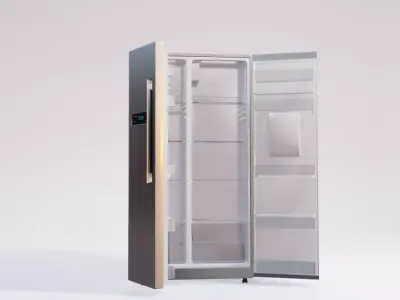 double door fridge home appliance 3D model