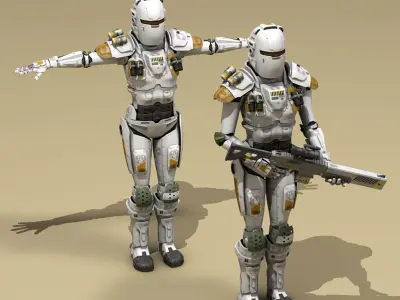 Sci-fi female armoured soldier 3D model