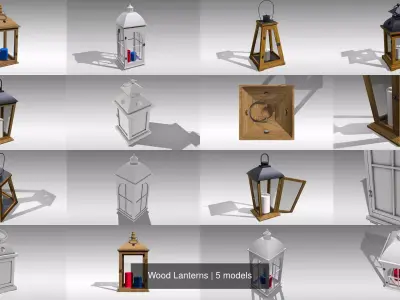 Wood Lanterns 3D Model Pack