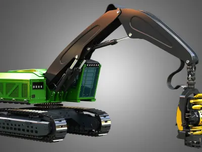 953MH Tracked Harvester 3D model