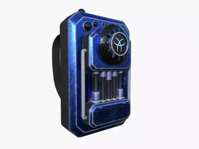 SciFi Backpack I06 Blue Metal - Fashion Character Design Low-poly 3D model