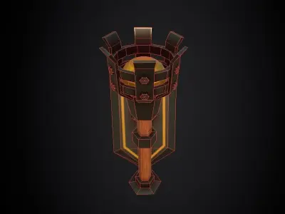 Torch sword Low-poly 3D model