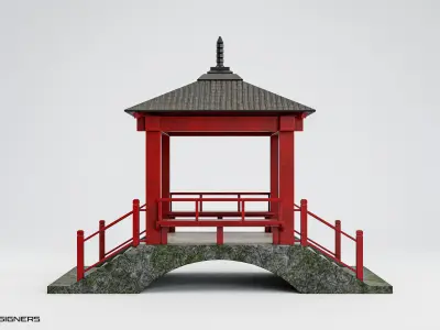 Japanese Bridge Low-poly 3D model