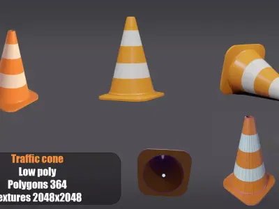 traffic coner - PBR Game Ready model Low-poly 3D model