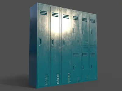 PBR School Gym Locker 06 - Blue Sea Low-poly 3D model