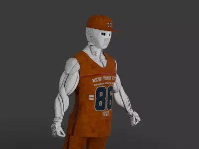 Athletic Robo Player Stylized Sports Android Character Low-poly 3D model