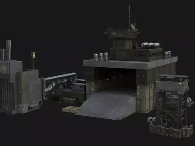 Military Base Assets Low-poly 3D model
