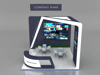 Booth Exhibition Stand Stall 5X5m Height 400 cm 3 Side Open 3D model