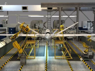 Aircraft manufacturing factory 3D model