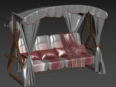 Garden swing four-seater 3D model