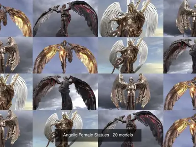 Angelic Female Statues 3D Model Pack