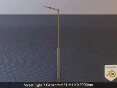 Street Light 2 Galvanized F1 M1 K0 3000mm Low-poly 3D model