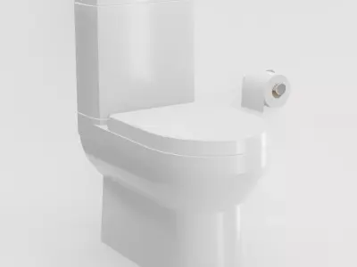 Toilet And Toilet Paper Low-poly 3D model