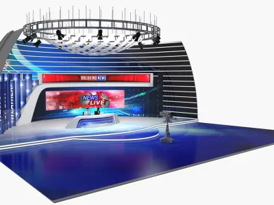  News Broadcast Studio Set Rigged 