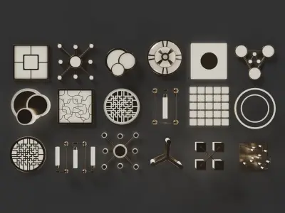 Modern Chandeliers Set 3D model