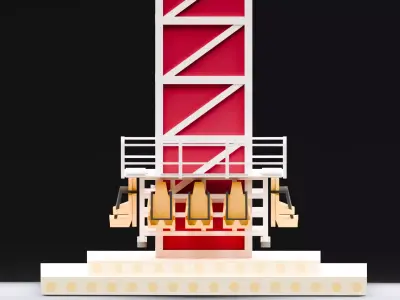 Amusement Park - Sky Hi Ride Low-poly 3D model