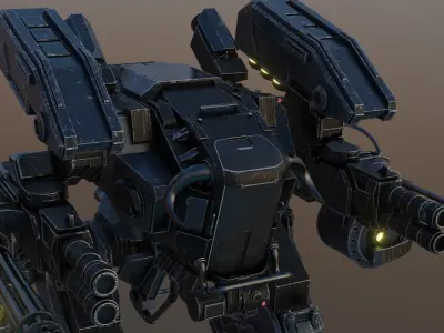 The Mech futuristic robot Low-poly 3D model