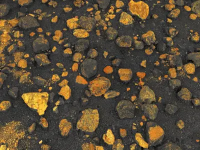 Desert of golden stones Low-poly 3D model