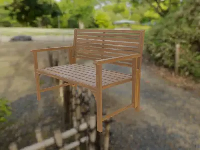 Wood chair Low-poly 3D model