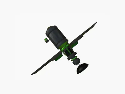 Satellite A01 Green - SciFi Space Design Low-poly 3D model