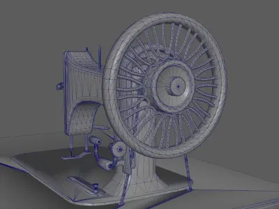 3d singer treadle machine sewing machine Low-poly 3D model