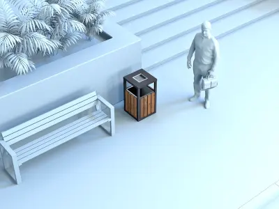 Street Trash Bin 01 3D model