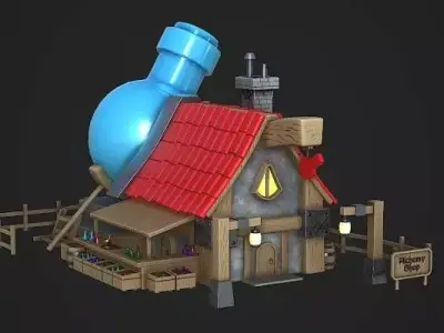 Stylish Magician Alchemists Cabin Low-poly 3D model