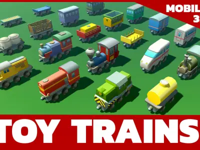 Toy Train Mobile Low-poly 3D model