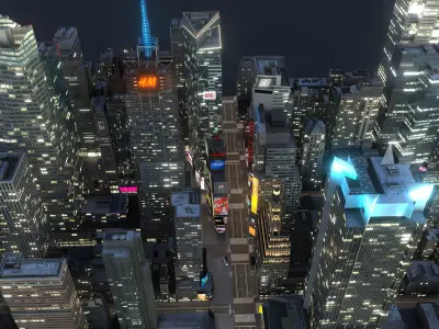  Manhattan District Times Square A Night Low Poly 