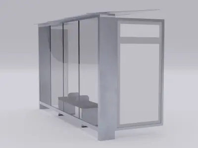 Bus Shelter - Low poly PBR Low-poly 3D model